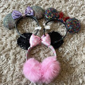 Disney World Minnie Mickey Ears Bundle 3 Pair Ear Muffs Park Collectible